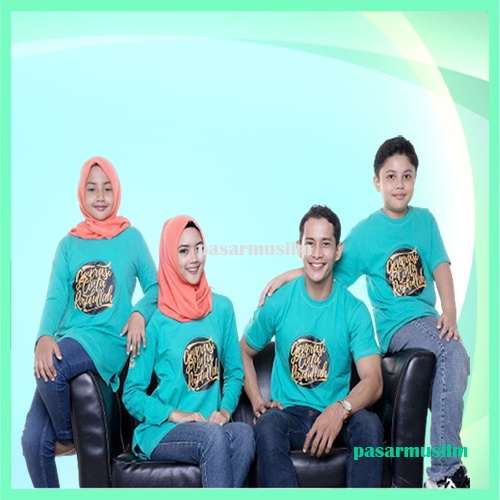 Atasan Kaos Muslim Cool Couple Kaos Couple Keluarga MCF- Hijau Tosca
