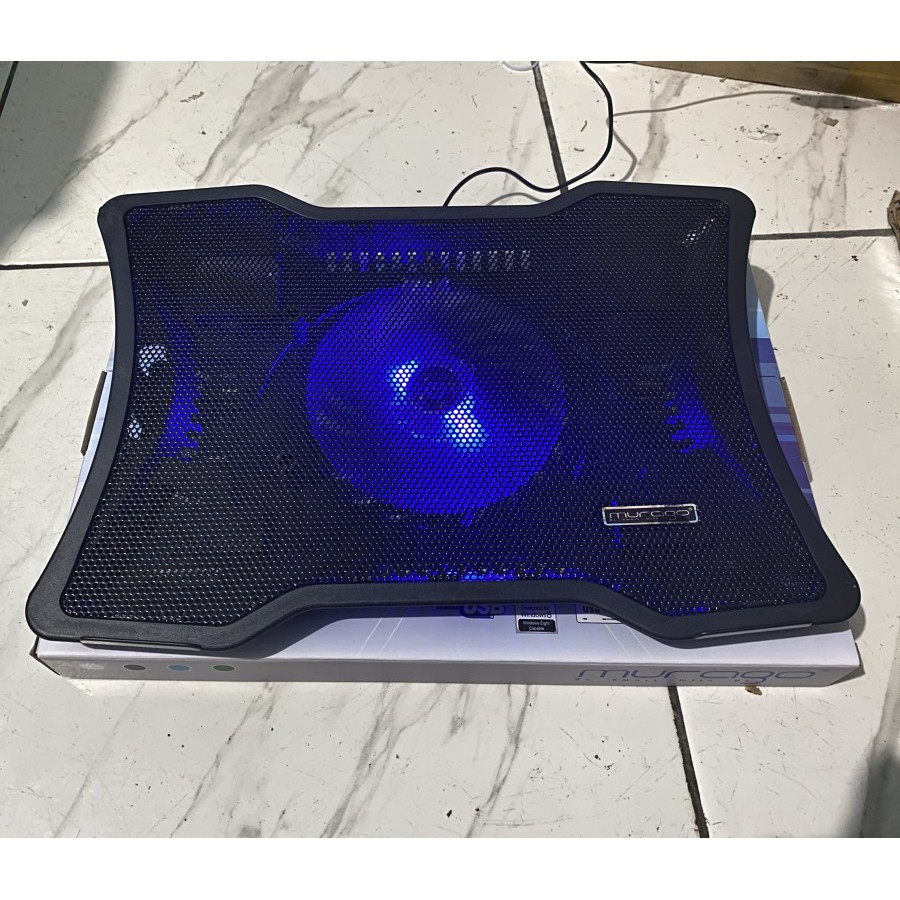 Cooling Pad Laptop M5 Notebook Cooler 14 - 17inch Big Fan LED MURAGO lampu biru