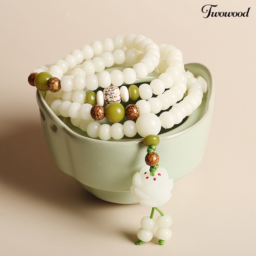 Twowood Men Bracelets Eye-catching Natural Resin Prayer Beads Rope Bracelet for Boy