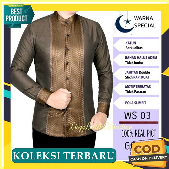 Pakaian Baju Atasan Kemeja Fashion Outfit Koko Muslim Islami Lebaran Kondangan Kurta Original Polos 