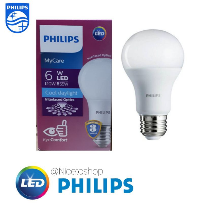 Lampu Philips Bohlam LED Bulb 3W 4W 6W 8W 10W 12W 14.5W 19W Cooldaylight