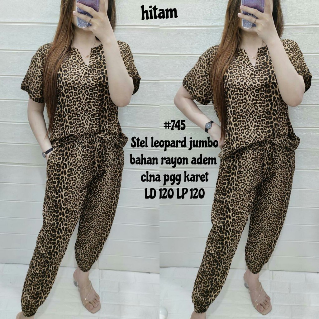 Setelan stelan jumbo leopard 745 / Setelan wanita