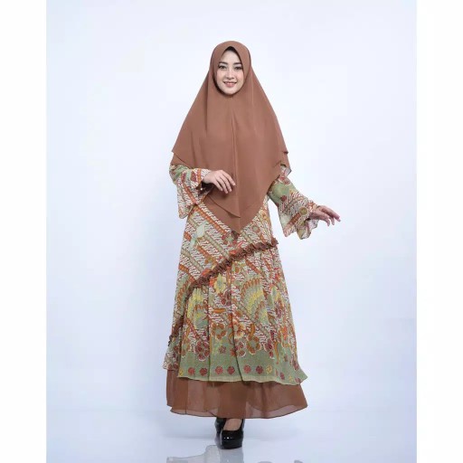 Shabiyan 01 Gamis Ceruty Batik Set Khimar