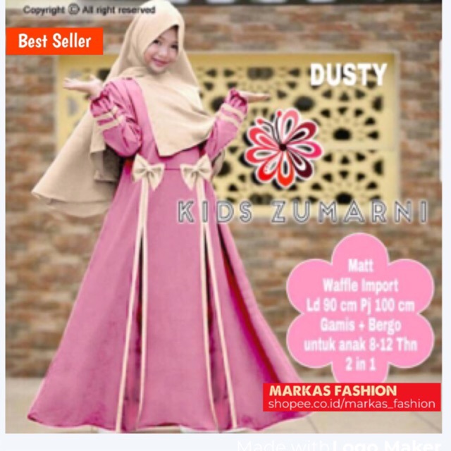 Zumarni Kids Baju Gamis Anak Muslimah Usia 8 12 Tahun Free Jilbab Syari Kids Shopee Indonesia