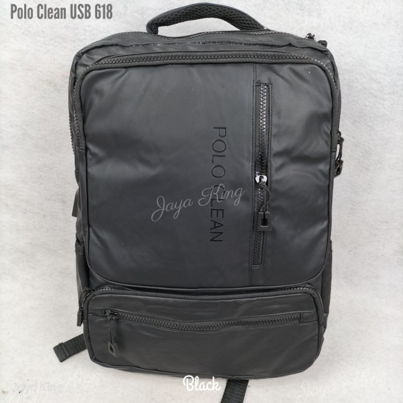 Ransel Waterproof Polo Clean Bahan Micro Tas Sekolah Kerja Pria Wanita Anti Air