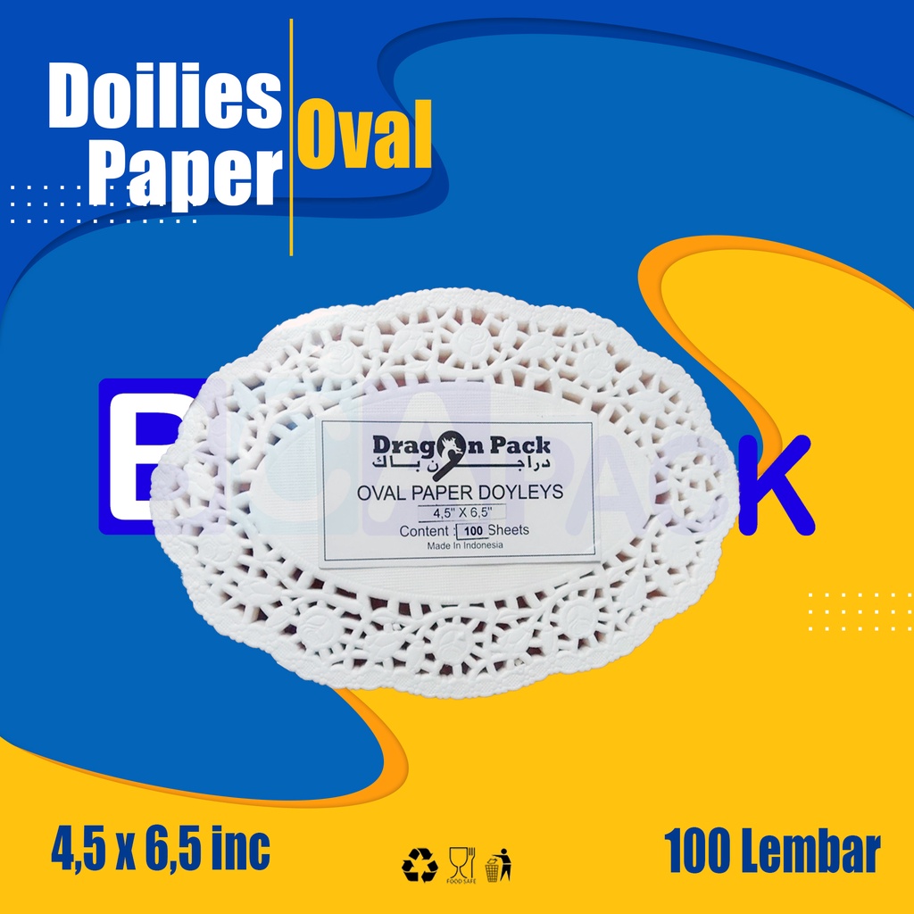 

Doilies Paper Oval 4,5 x 6,5 inch - Kertas Renda Kue isi 100 Lembar