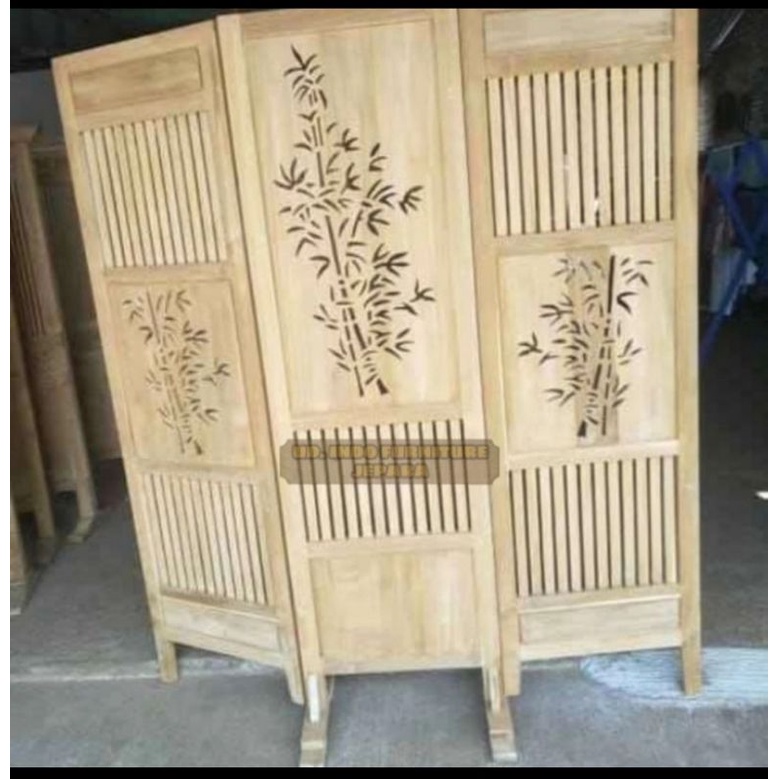 sketsel seketsel pembatas ruangan kayu jati pintu 3 ukir Jepara - mentah