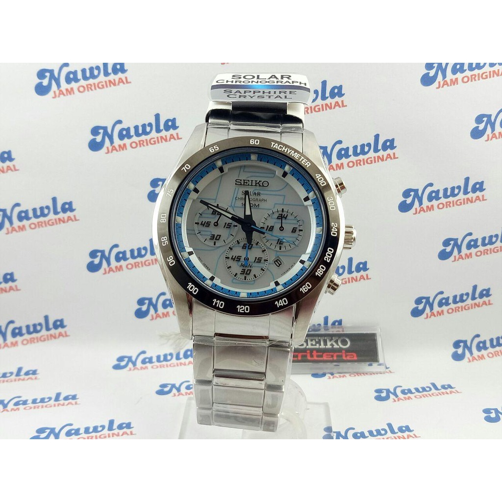 Seiko Solar SSC065P1 Chronograph White Dial - Jam Tangan Pria SSC065