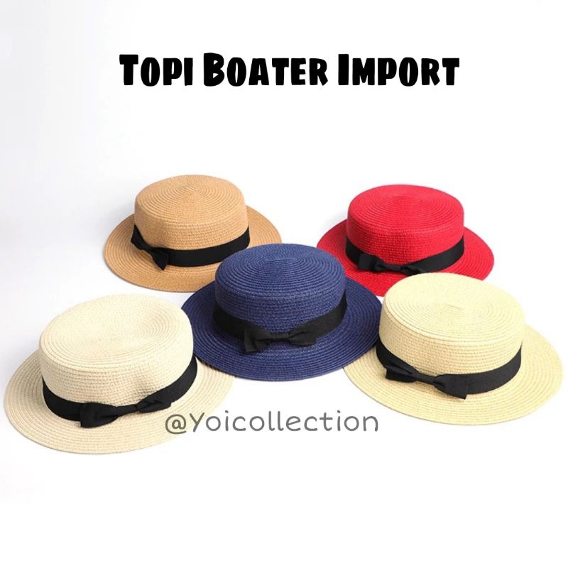 Topi Boater Import Dewasa Topi Pantai Wanita
