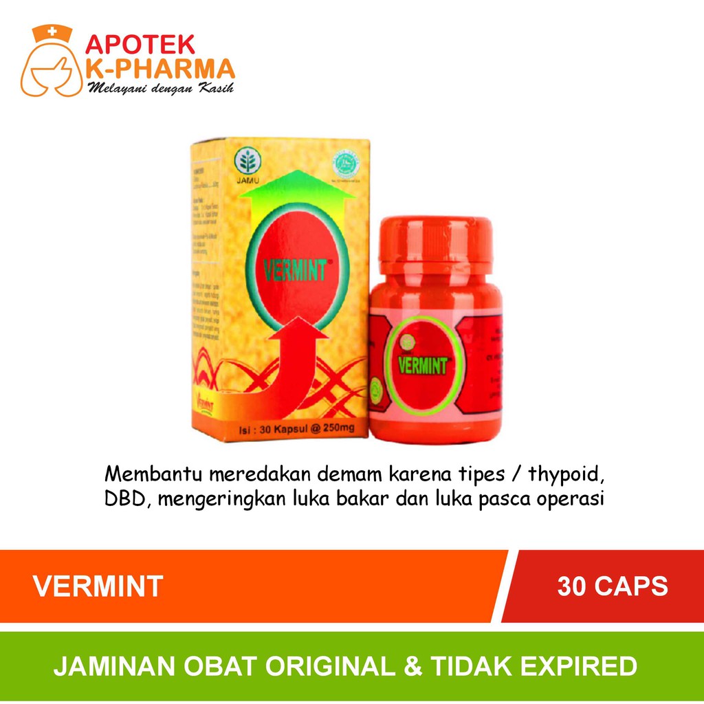 Vermint Isi 30 Kapsul Obat Ekstrak Cacing Original Vermindo