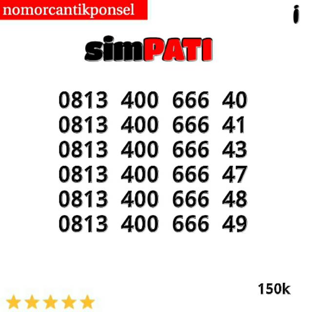 Nomor Cantik Simpati 0813 seri triple 666 rapi