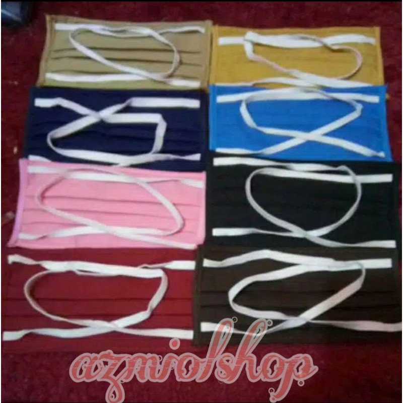 Masker kain oxford karet hijab plus plastik satuan