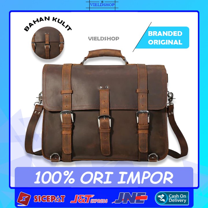 Q8 TAS KANTOR KERJA SELEMPANG LAPTOP SLEMPANG KULIT ANTI AIR IMPORT ORIGINAL BRANDED PRIA COWOK