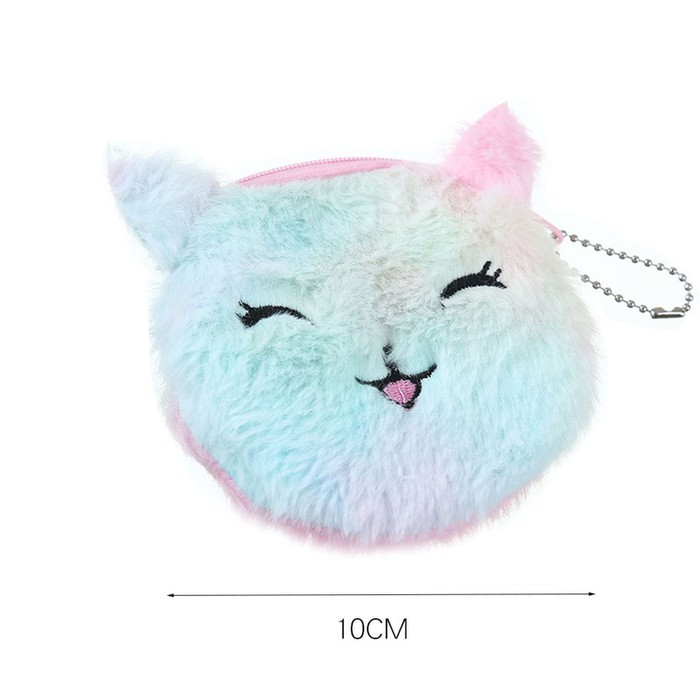 Dompet Koin kartu kunci unicorn Bulu Fluffy TU017 Coin Bag anak perempuan