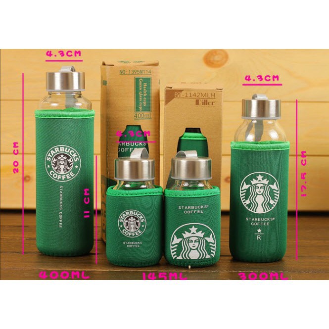 Botol Minum Kaca Starbuck 300ML FREE POUCH | Bottle Tumbler Starbucks BONUS SARUNG