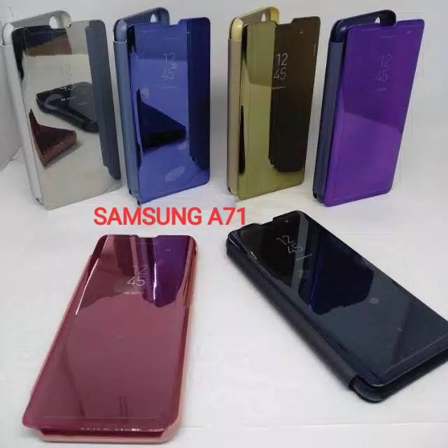 Clear View Samsung A71 Flip Case Standing Cover Samsung A71 Mirror Case