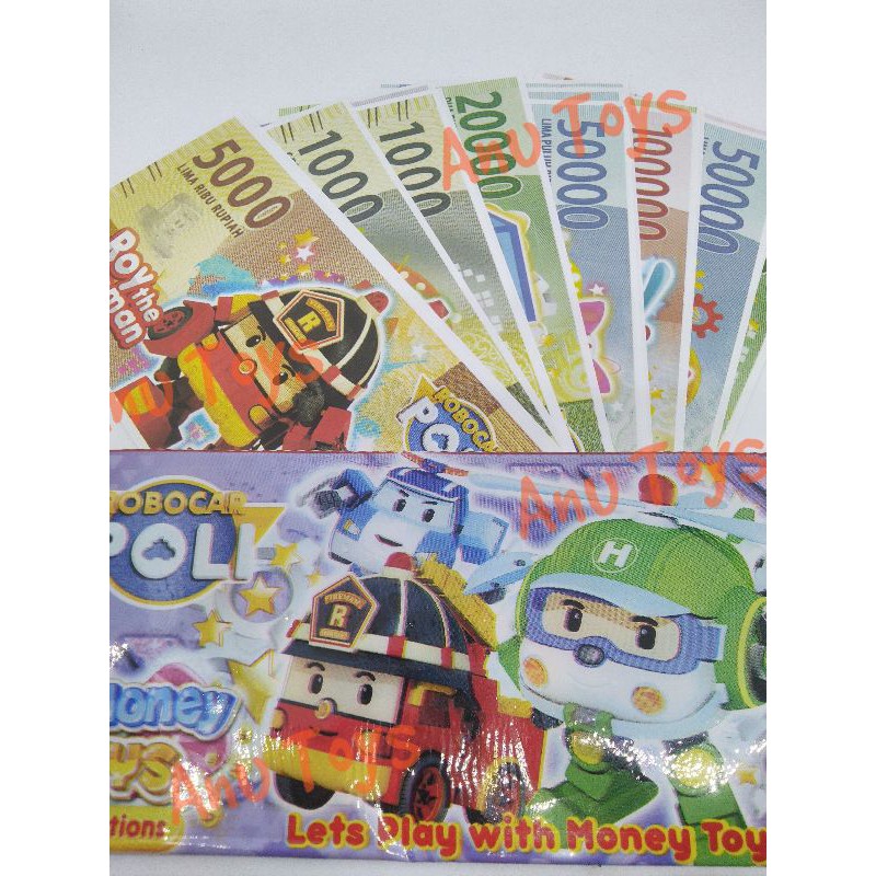 Uang uangan mainan gambar karakter kartun