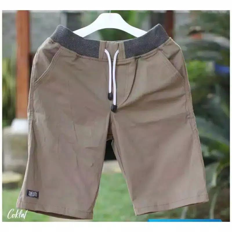 Celana Pendek Pria Cowok Dewasa Chino Rip Karet Pinggang Kolor Chinos Katun Terlaris-5