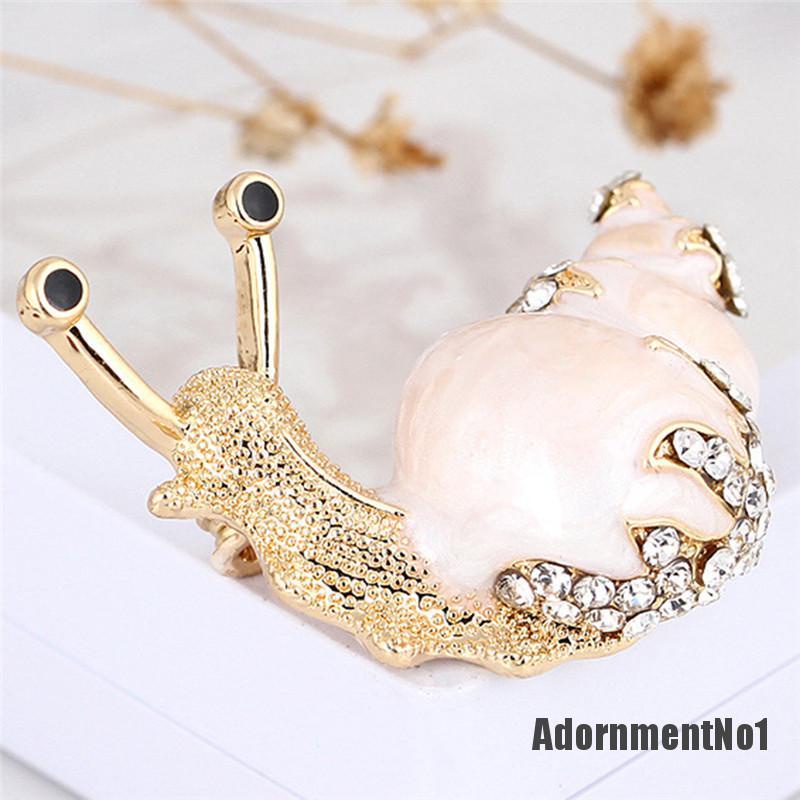 (Adornmentno1) Pin Bros Siput Hiasan Kristal + Berlian Imitasi