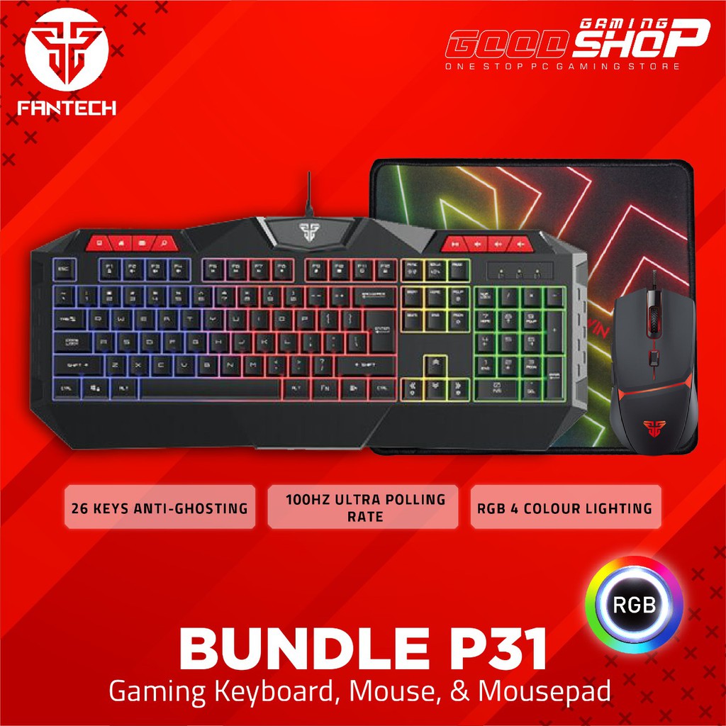 Fantech Bundle P31 / P-31 (Package 3 in 1) Gaming Keyboard Mouse Mousepad