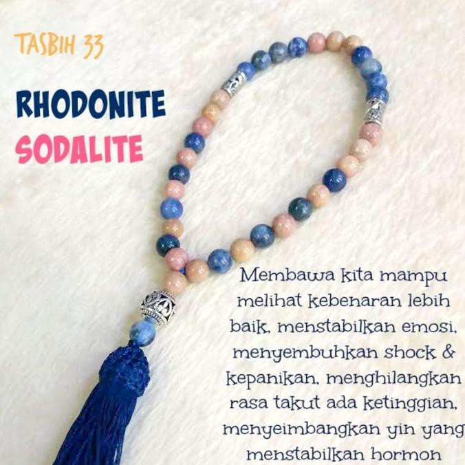 BARU Tasbih 33 Butir Batu Alam Kristal Rhodonite Blue
