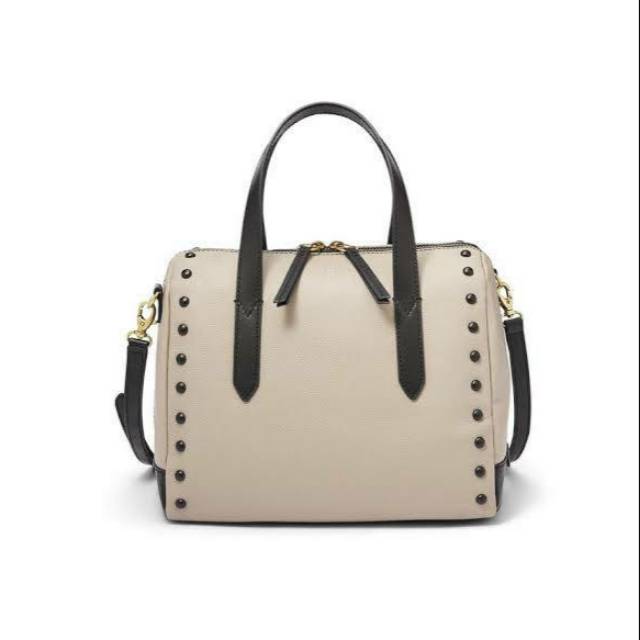 fossil sydney satchel taupe studded