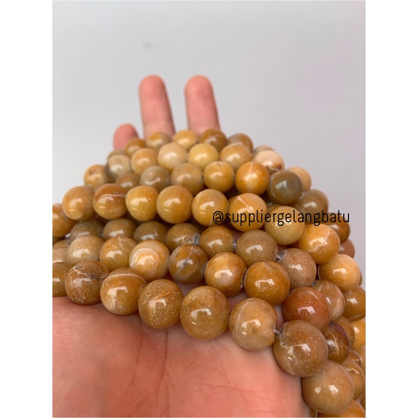 bahan batu Manigajah 12mm kuning natural polish corak retak fashion