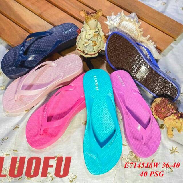  Sandal  jepit  jelly wedges LUOFU  7145 Shopee Indonesia