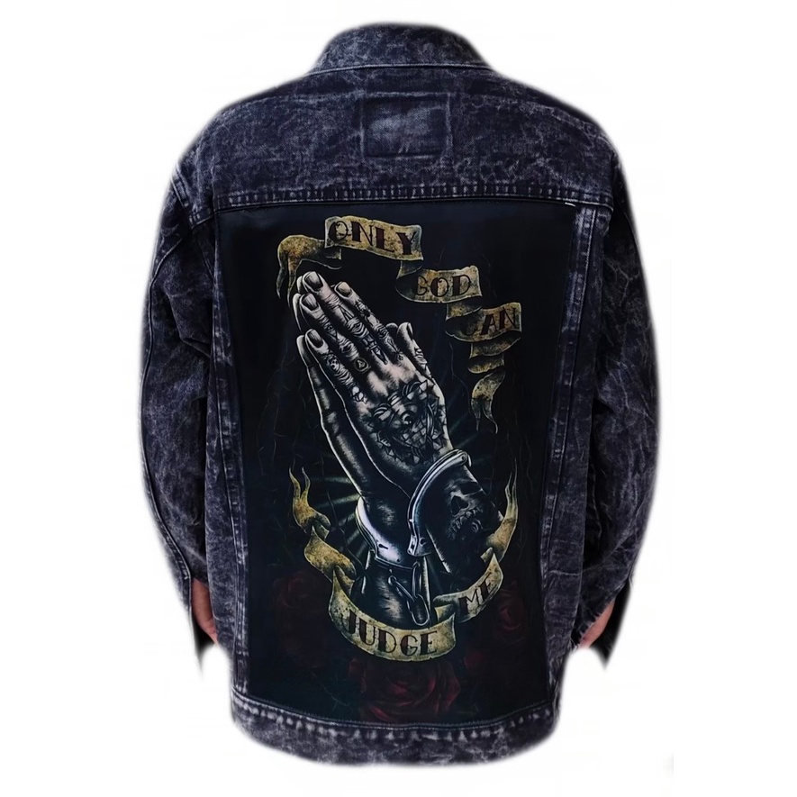 Jacket Jeans Denim Pria Premium Quality - Jaket Jeans  Printing Gambar - Jaket Jeans Pria - Jaket Cowok