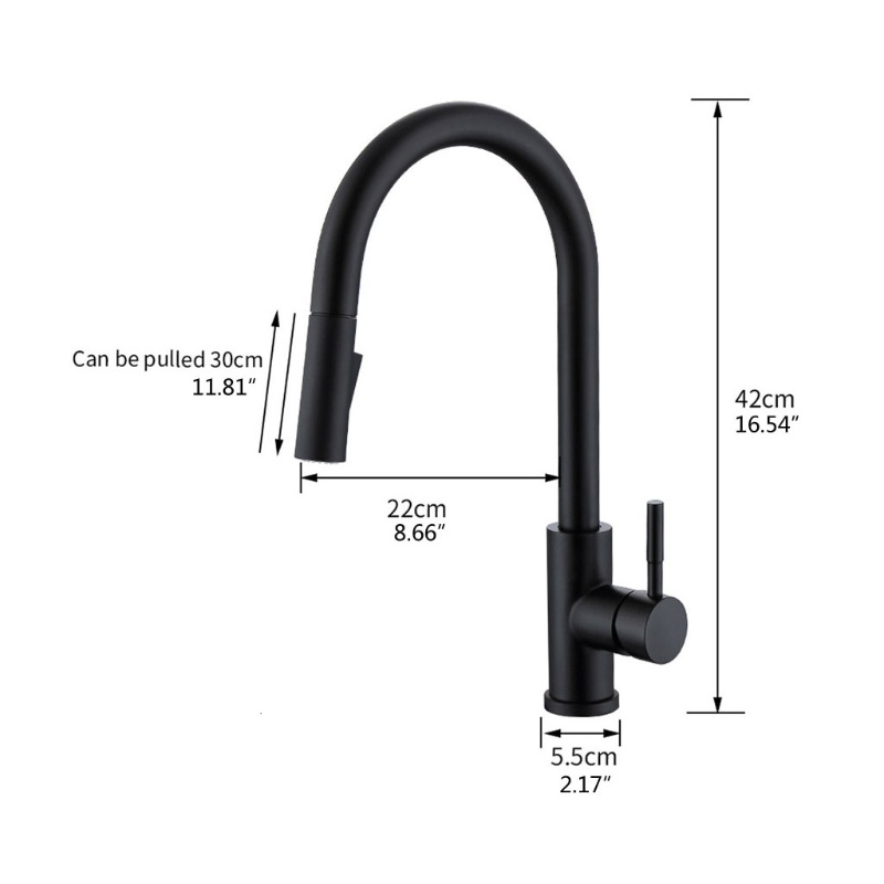 Keran Air Dengan Sensor Sentuh Warna Hitam Matte Untuk Dapur