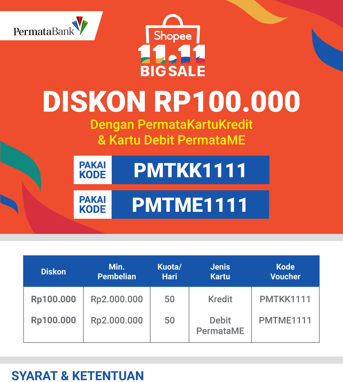 Diskon 100rb Pakai Permatakartukredit Dan Kartu Debit Permatame 11 November 2019