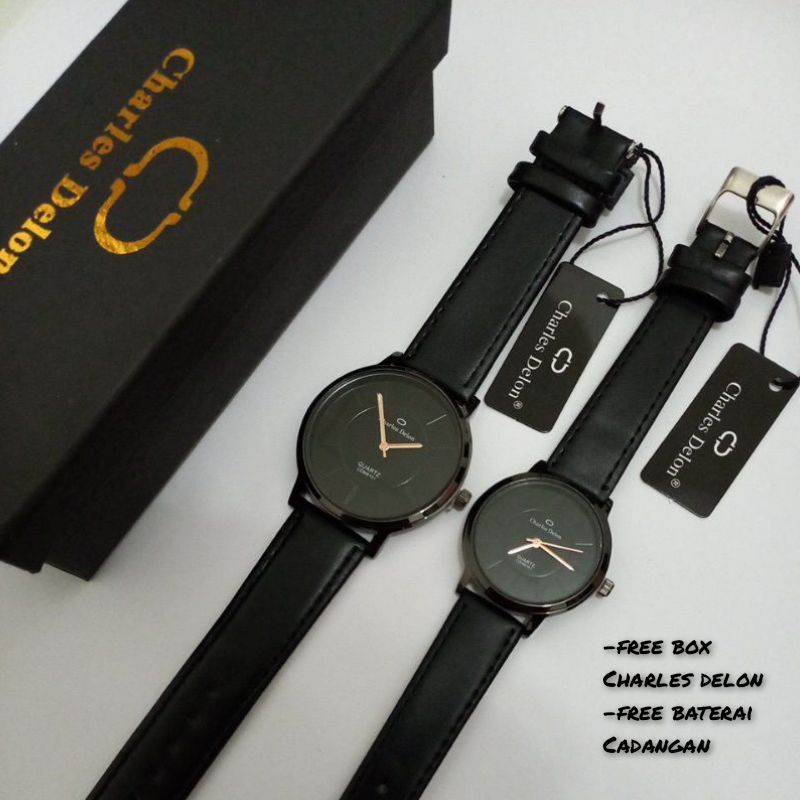 JAM TANGAN COUPLE CHARLES DELON ORIGINAL (TALI KULIT)