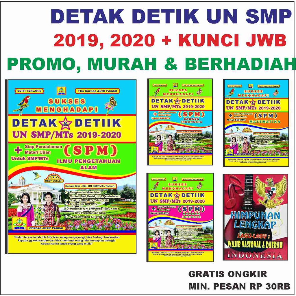 SUKSES MENGHADAPI DETAK DETIK UN SMP/MTs 2020 PROMO Murah & Berhadiah + Kunci Jawaban + SIAP PENDALA