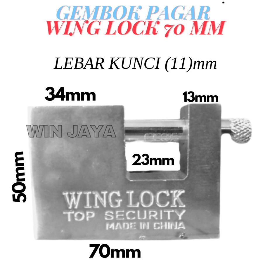 GEMBOK PAGAR WING LOCK 70 MM GEMBOK PANSER KOTAK ANTI MALING