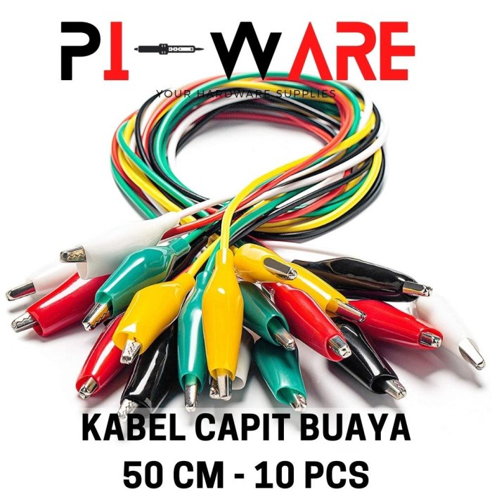 Kabel Capit Jepit Buaya Set Isi 10 Pcs Warna Warni Panjang 50 cm