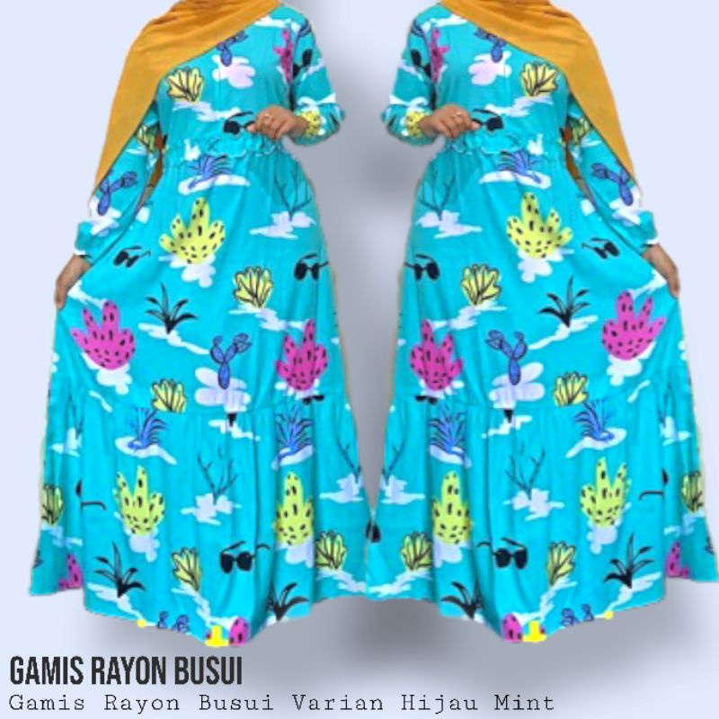 Gamis Wanita Muslimah Gamis Bumil Gamis Busui Gamis murah Syar'i Bahan Rayon Adem Motif Kaktus Varia