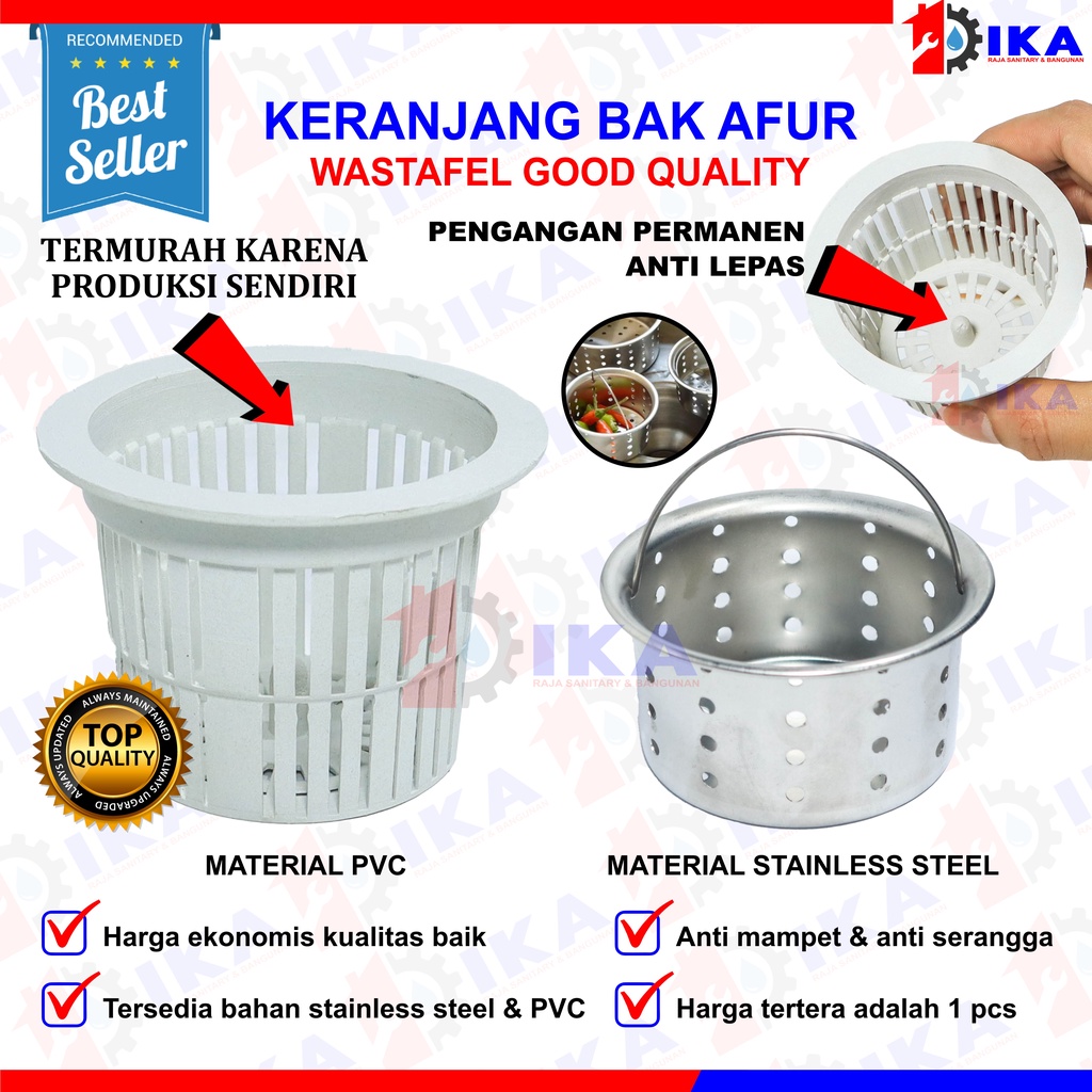 SARINGAN AFUR PVC &amp; STAINLESS SUS 304 / KERANJANG BAK CUCI PIRING WASTAFEL FILTER KOTORAN KUATSAMPAH