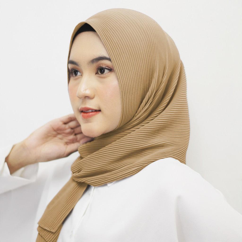 PREMIUM pashmina plisket full (tanpa lipatan tengah) hijab havana muslimah-HAVANA - COKSU