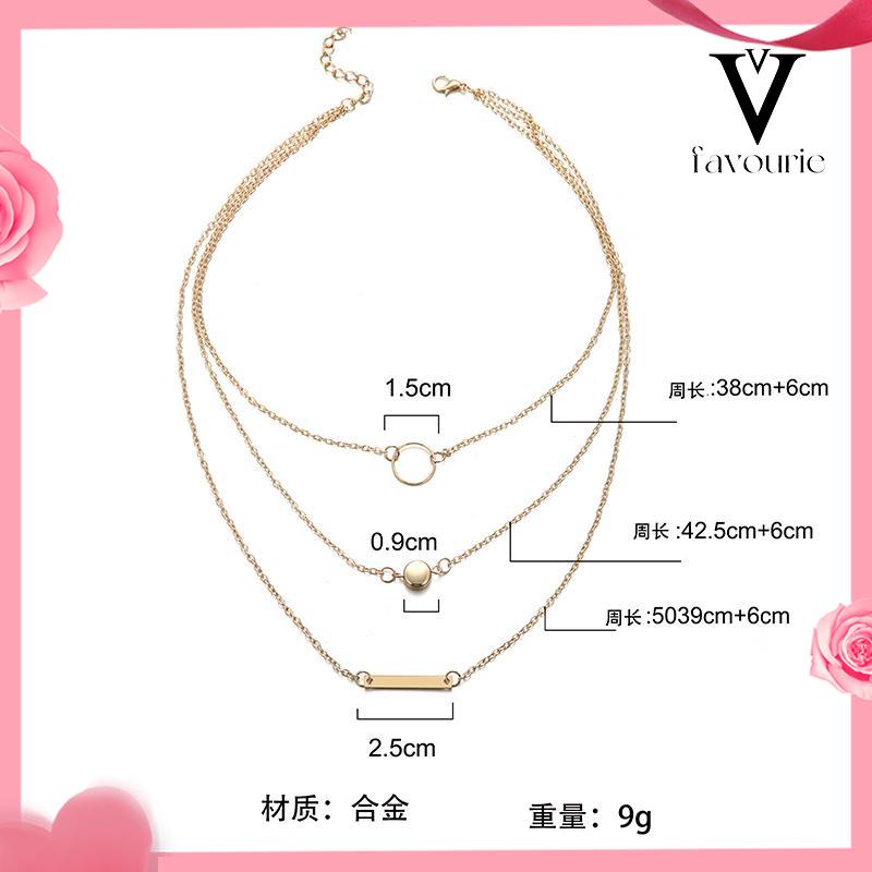 [COD]Fashion Simple Multi-Element Combination Serbaguna Aperture Metal Rod Necklace-FA