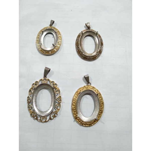 Cangkang liontin batu akik/permata bahan titanium