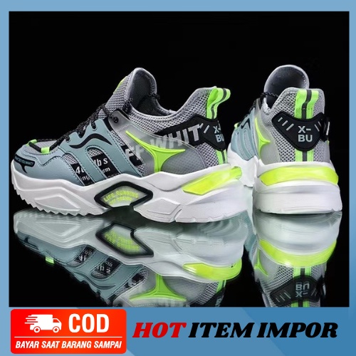 SP01 Sepatu Sneakers Sport Pria Running Olahraga Casual Travelling Import Keren Warna Terang Stabilo