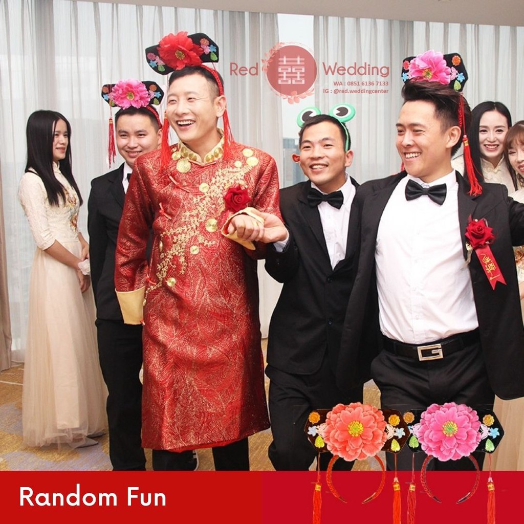 Bando Bunga Lucu BIG RED LIPS Wedding Mainan Game Permainan Accessoris Funny Bando Pengantin Groom Bride