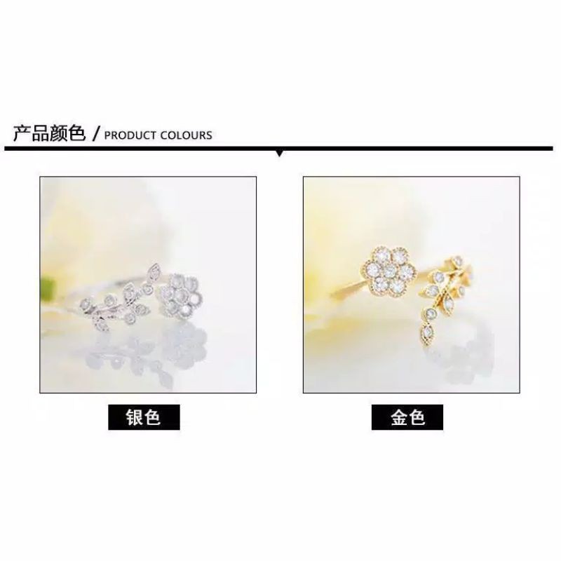 Cincin Korea Opening Ring Floral Blossom Bunga