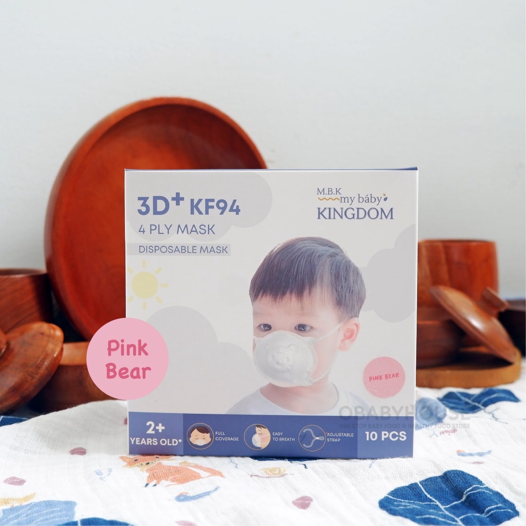 My Baby Kingdom - Masker Anak 3D+ KF94 (isi 10 pcs) - PINK BEAR