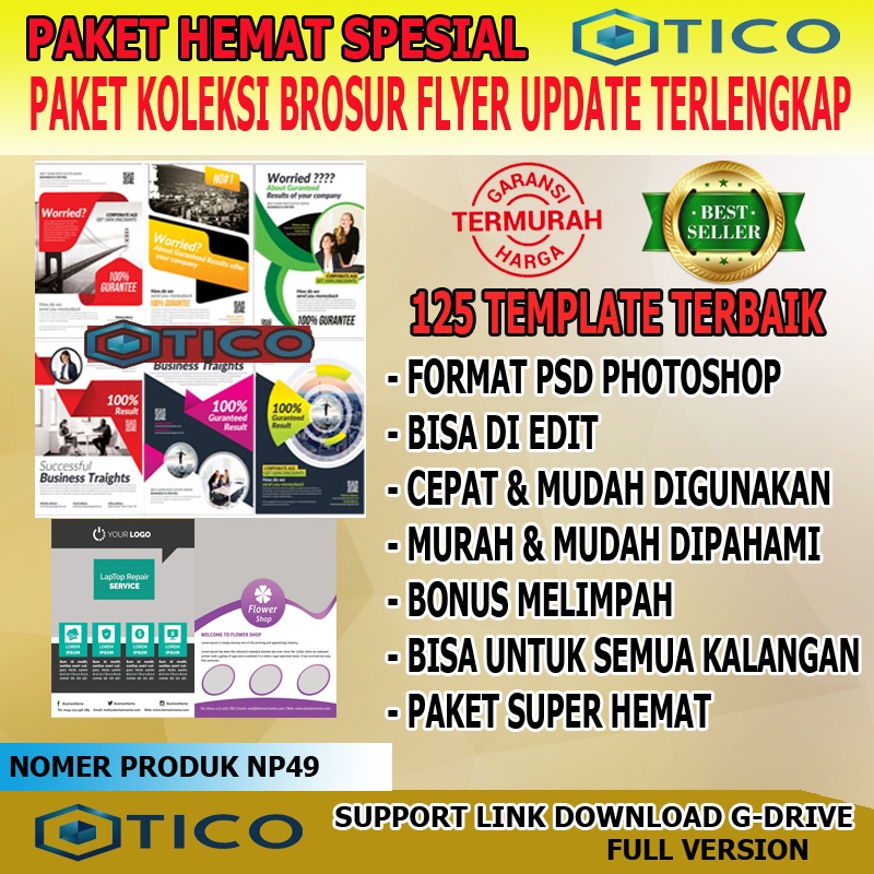 Paket Template Desain Brosur Flyer Terkini Siap Edit Design Format PSD Usaha Percetakan Multimedia Termurah Terlaris NP49