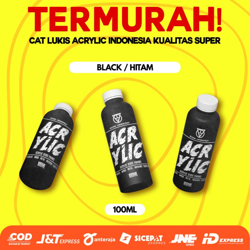 

Cat Lukis Serba Guna 100ml Hitam - Cat Akrilik - Acrylic Paint Cat Sterefoam