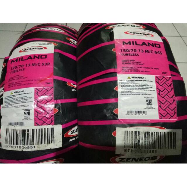 Paketan Ban Zeneos 120/70-13 dan 150/70-13 Milano ZN87 Ban Depan Belakang Nmax Tubeless