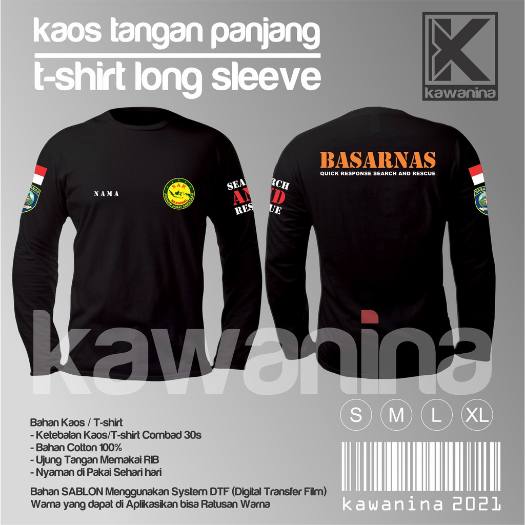 Kaos Basarnas lengan panjang / Kaos Tim Sar / SAR