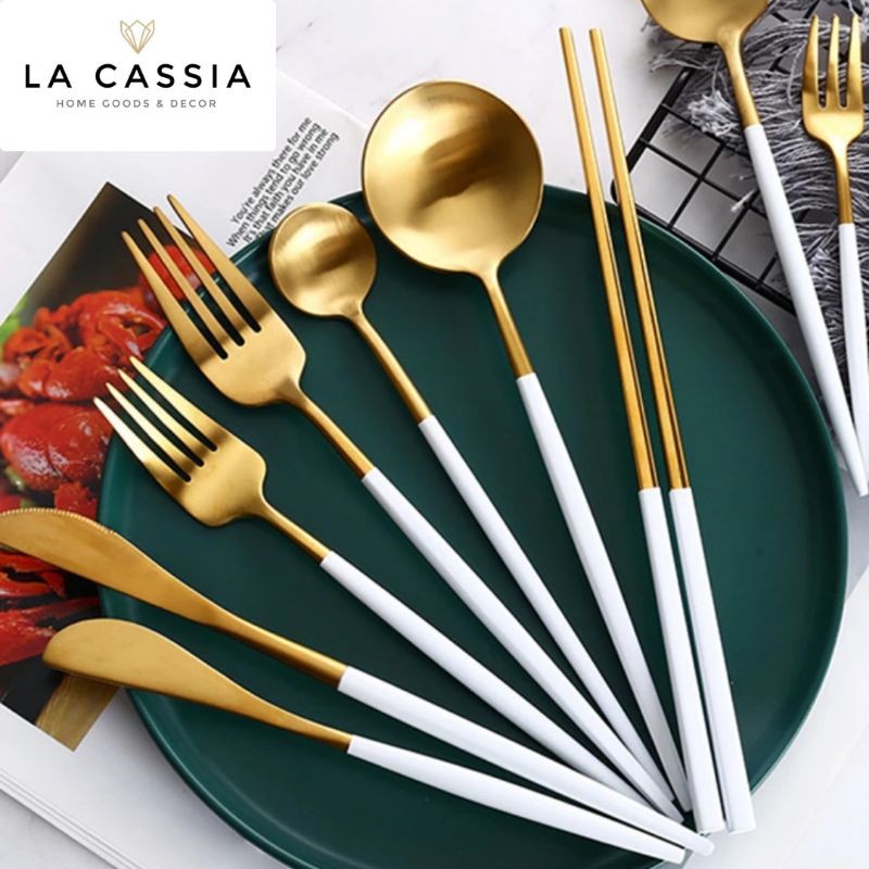 𝑳𝒂 𝑪𝒂𝒔𝒔𝒊𝒂 𝑯𝒐𝒎𝒆 SENDOK GARPU MAKAN SET KOREA SUJEO STAINLESS STEEL PREMIUM QUALITY