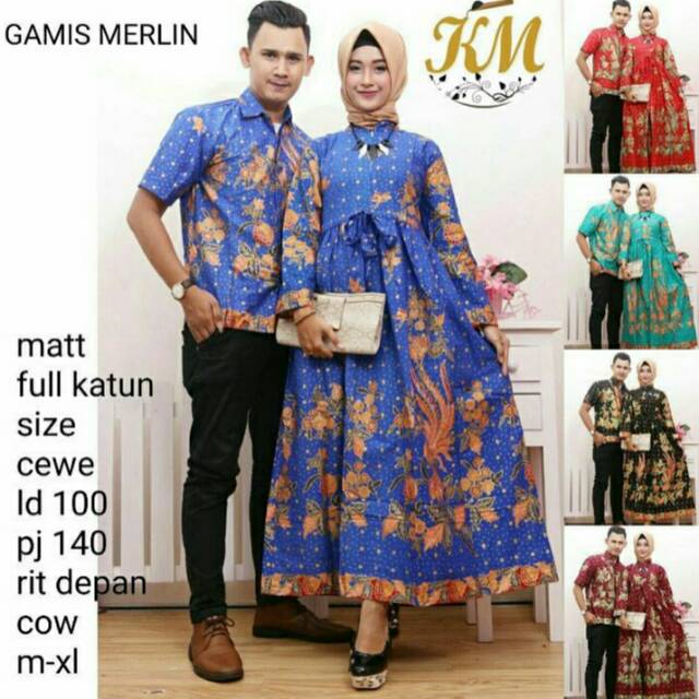 Couple batik modern, Couple batik dan kebaya modern, Pasangan baju batik murah / Couple Gamis Merlin